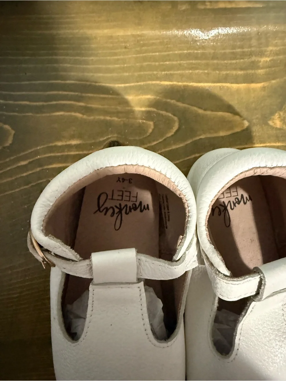 Monkey Feet White T‑Strap Kids Dress Shoes size 3-4 Y New